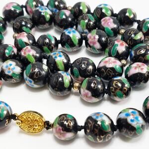 Vintage Chinese Hand Knotted Beaded Necklace, Imported 1960s